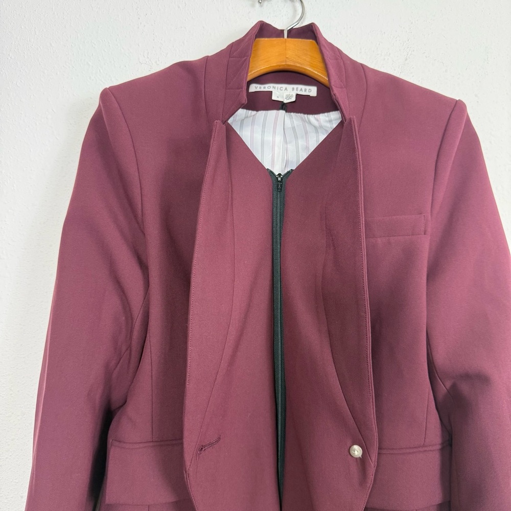 Veronica Beard Farley Stand Collar Blazer in Merlot Sz 6 - Picture 7 of 9